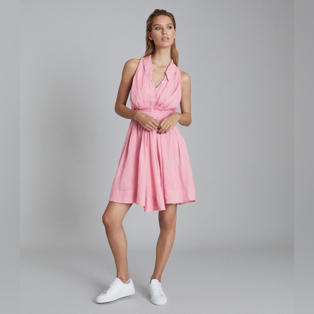 Pink Reiss Carlotta Linen Dress US4